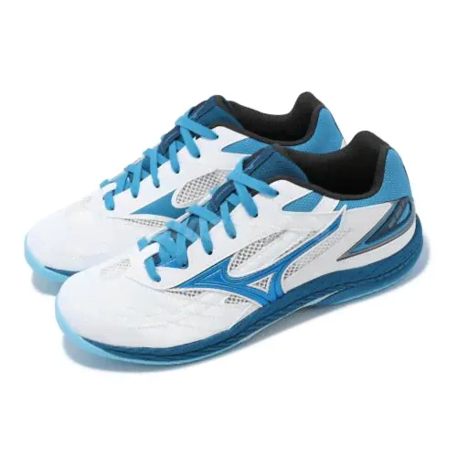 Mizuno Wave Drive 9 White Blue Men Table Tennis Sports Shoes 81GA2205-32